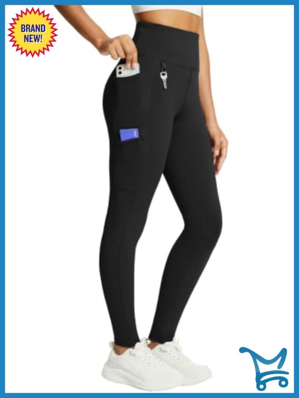 Fleece Lined Waterproof Thermal High Rise Leggings with Pockets
